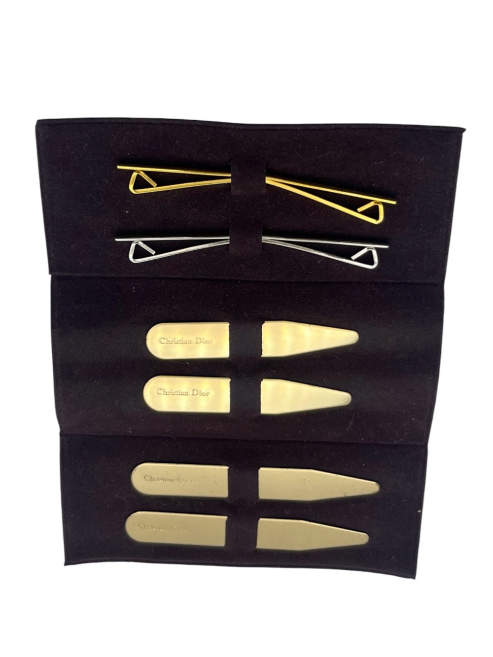 Christian Dior Collar Stays & Clips gold tone & silver tone vintage